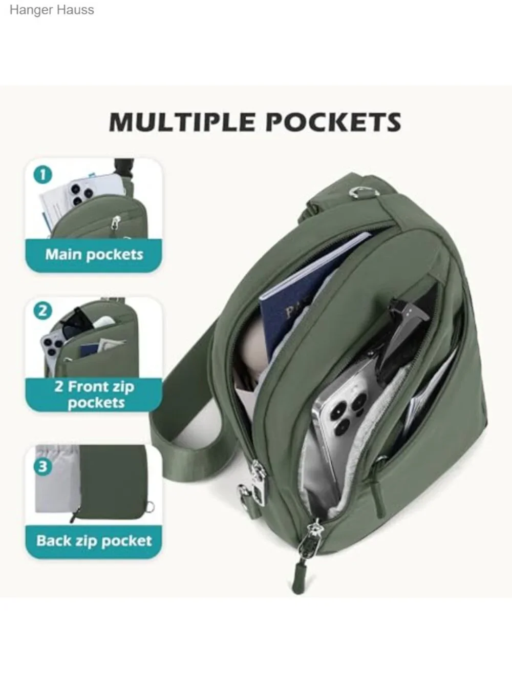 Anti-Theft Crossbody Bag Travel Sling Purse RFID Blocking Waterproof